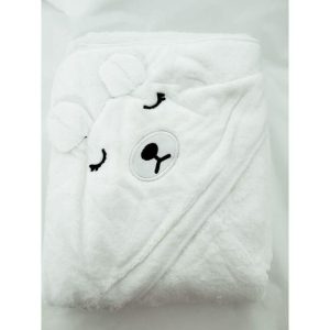 Fashion Ultra Soft Hooded Cartoon Kids Bath Towel WHITE