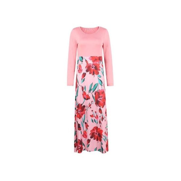 Fashion Women's Office Floral Print Sleeve Long Grown Casual Dresses Party