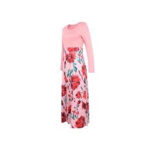 Fashion Women's Office Floral Print Sleeve Long Grown Casual Dresses Party