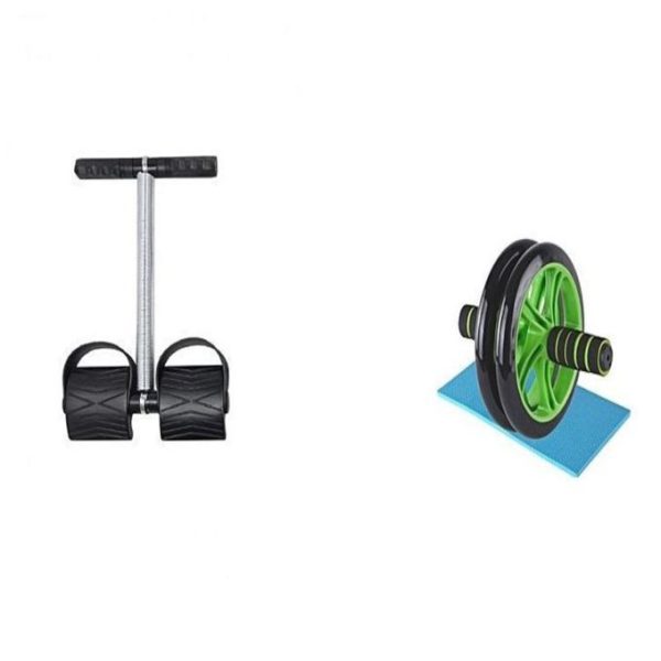 GYM Wheel Double Roller + Tummy Trimmer + FREE Knee Mat