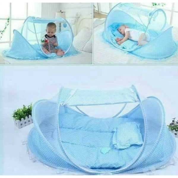 Happy Baby Portable Baby Cot Mosquito Net - Colour Sky Blue