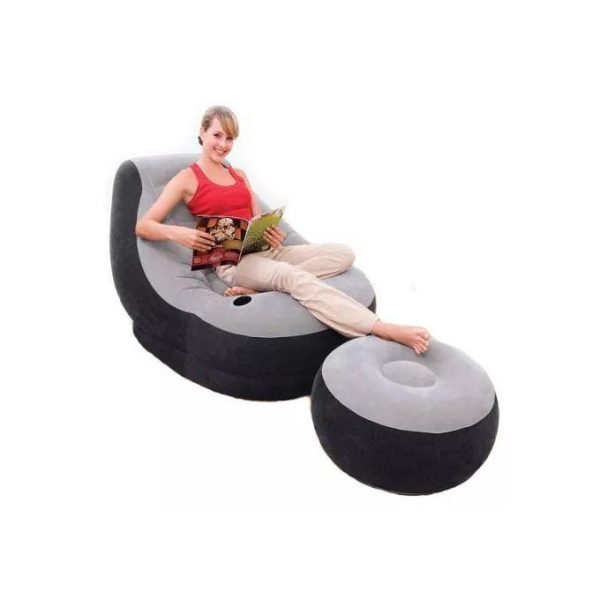 Inflatable Lounger Sofa With Footrest +Free Manual Pump