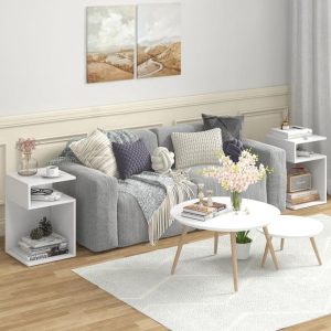 Joy S-Shaped Side Table With 2 Open Storage Compartments