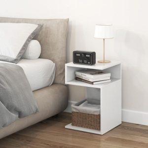 Joy S-Shaped Side Table With 2 Open Storage Compartments