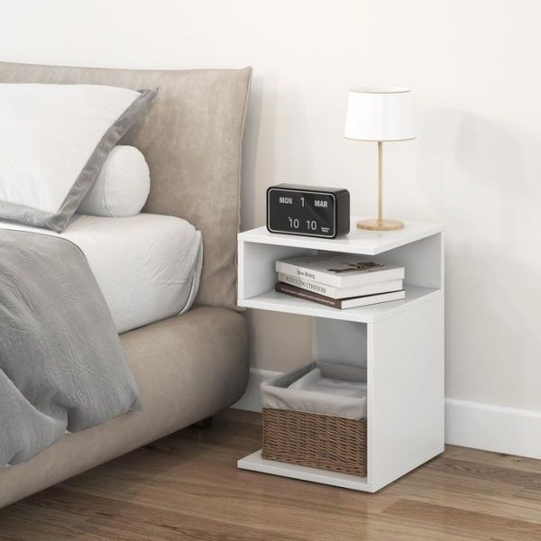 Joy S-Shaped Side Table With 2 Open Storage Compartments