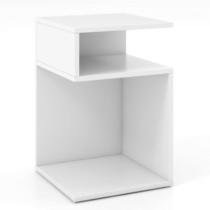 Joy S-Shaped Side Table With 2 Open Storage Compartments