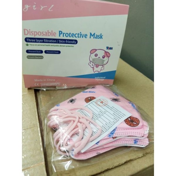 Kids 10 Pieces Of Pink Checked KN95 Reusable, Washable With Respirator