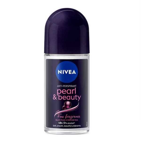 NIVEA Pearl & Beauty Black Pearl Fine Fragrance Anti-Perspirant Roll-On, 48h - 50ml (Pack Of 2)