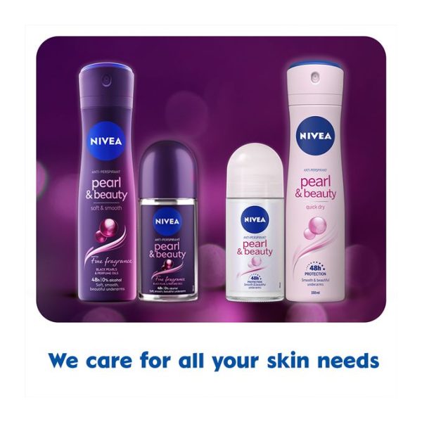 NIVEA Pearl & Beauty Black Pearl Fine Fragrance Anti-Perspirant Roll-On, 48h - 50ml (Pack Of 2)