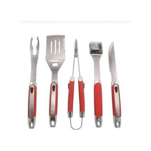 Stainless Steel> BBQ Tools Kit Set 5 PCs Barbecue Grilling..