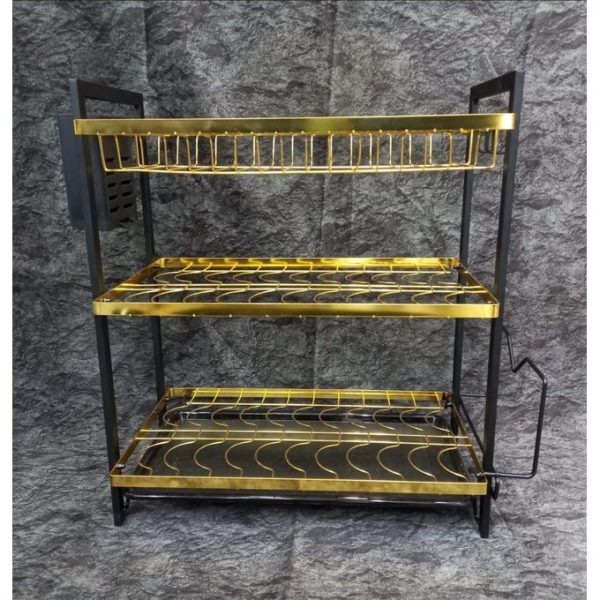 Sundabest Dish rack 3 layer gold and black