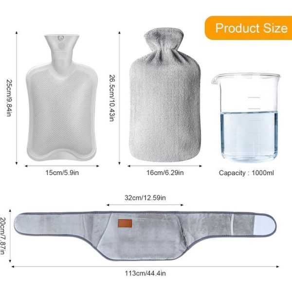 Three-Piece Water-Injected Heating Belt Thermal Hand Warmer - Grey