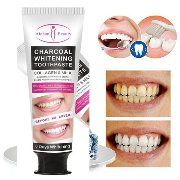 Aichun Beauty Activated Charcoal Toothpaste Collagen Stain Teeth Whitening