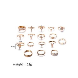 Fashion 15 Pcs Silver Rings Women Bohemian Rings Jewelry