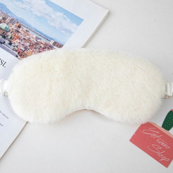 Fashion Luxury Silk & Fur Sleep Eye Mask Plush Cute Solid Color Sleeping Eye Mask Soft Fluffy Thick Plush Eyeshade Color Elastic Band Blindfold