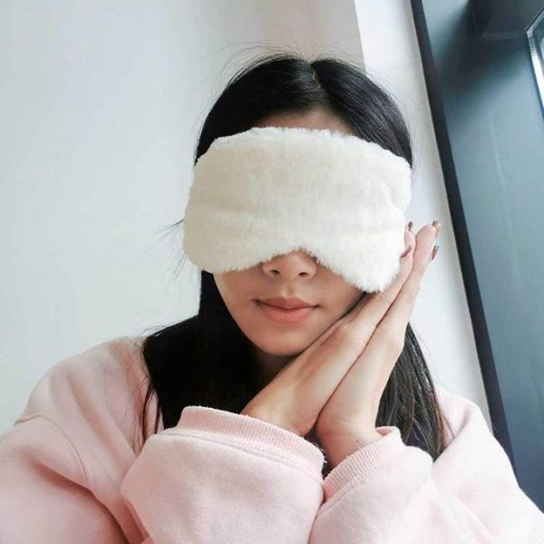 Fashion Luxury Silk & Fur Sleep Eye Mask Plush Cute Solid Color Sleeping Eye Mask Soft Fluffy Thick Plush Eyeshade Color Elastic Band Blindfold