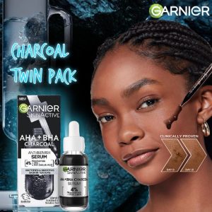 Garnier Charcoal Serum With AHA+BHA 30ml Twin Pack