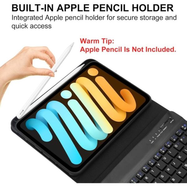 iPad Mini 6 Keyboard Case Cover with Build-in Pencil Holder for iPad Mini 6th Generation 8.3 inch