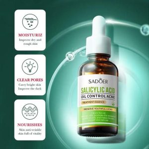 SADOER Salicylic Acid Serum for Face Shrink Pores, Gentle Exfoliating, Salicylic Acid for Anti Acne, Pimple, Spot, Blackhead Salicylic Acid Acne...