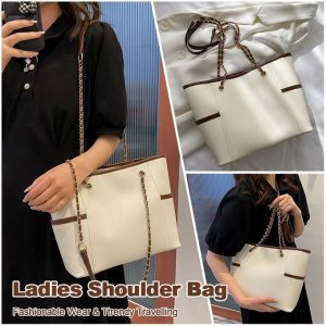 STY Ladies Shoulder Bag Women Handbags Tote Bag Commuter Bag PU Chain Bag