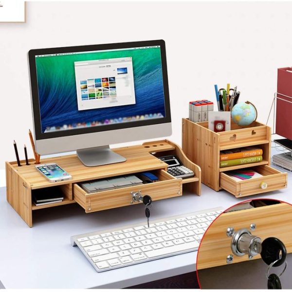 Wooden Storage Rack, Computer Desk Rack, Drawer Storage Rack